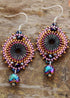 Boho Earrings, Dangle Earrings, Crystal Beads Lava Purple Stone